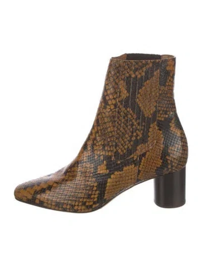 Pre-owned Sandro Snakeskin Animal Print Boots In Neutral