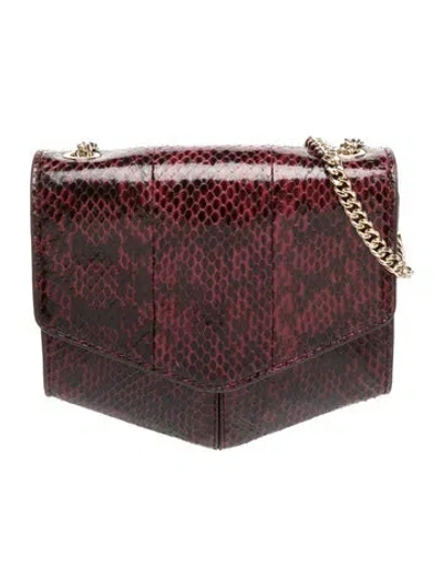 Pre-owned Sandro Snakeskin Crossbody Bag In Burgundy