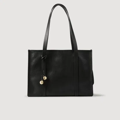 Sandro Soft Leather Tote Bag In Black