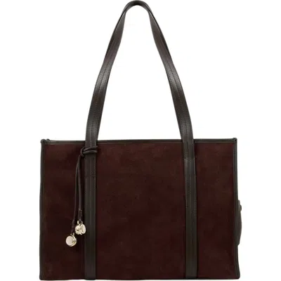 Sandro Soft Suede Shopping Bag In Brown