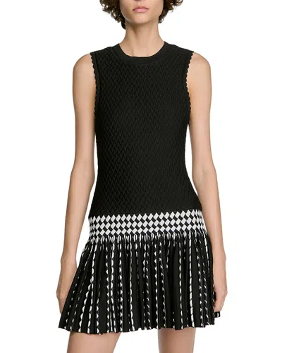 Sandro Solea Textured Knit Mini Dress In Black