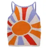 Sandro Soleil Sun-motif Crochet Sleeveless Crop Top In Multicolor Viscose In Multi
