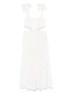 Sandro Womens Naturels Lace-trim Cut-out Linen-blend Maxi Dress