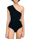 Sandro Sphere One Shoulder Bodysuit In Black