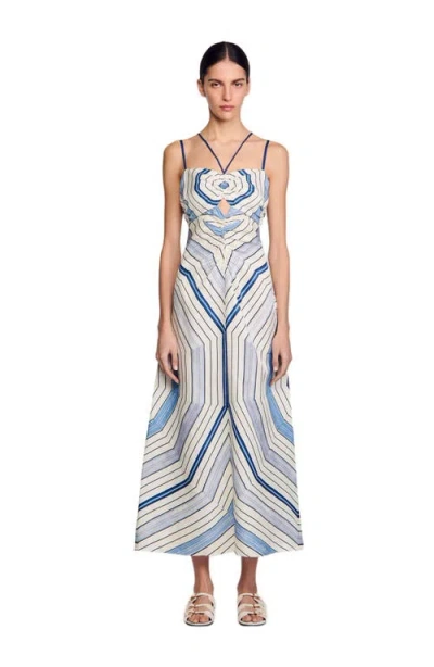 SANDRO SANDRO SPIRAL-MOTIF MAXI DRESS