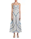Sandro Spiral Motif Maxi Dress In Sky Blue