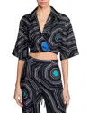 Sandro Spiral Motif Silk Shirt In Black