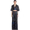 Sandro Spiral Motif Silk Shirt In Black