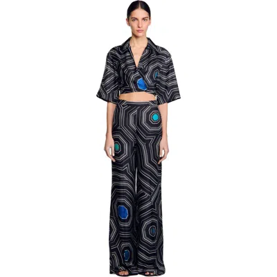 SANDRO SANDRO SPIRAL-MOTIF SILK SHIRT