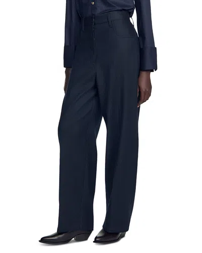 Sandro Spirit Barrel Leg Pants In Blue