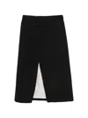 Sandro Split-front Midi Skirt In Black