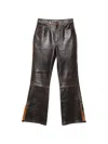 Sandro Split-hem Leather Trousers In Brown