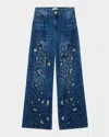 Sandro Spring High Rise Straight Jeans In Blue Jean