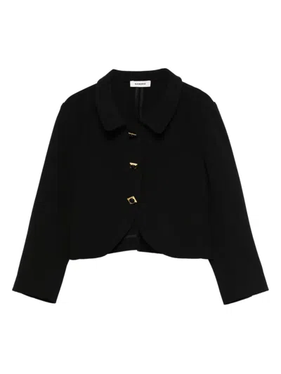 Sandro Square-buttons Cropped Jacket In Black