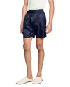 Sandro Square Cross Swim Trunks In Midnight Blue