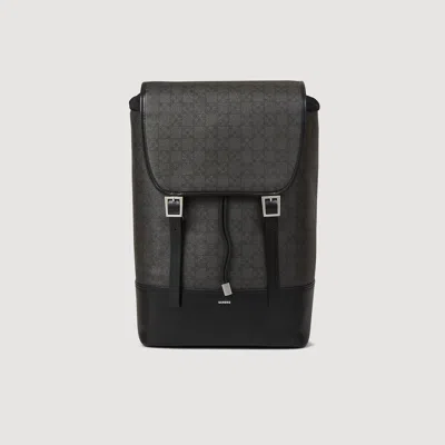 Sandro Square Cross Coated Canvas Bag In Black