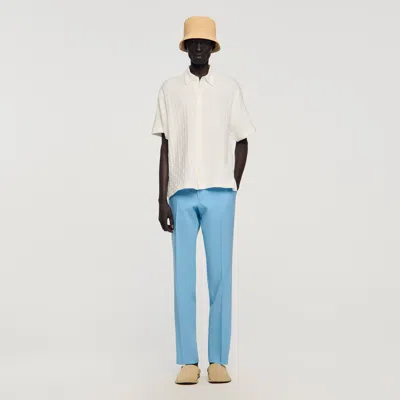 Sandro Square Cross Cotton Jacquard Shirt In White