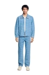 Sandro Patterned-jacquard Denim Jacket In Blue Vintage - Denim