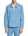 Sandro Square Cross Denim Jacket In Blue Vintage Denim
