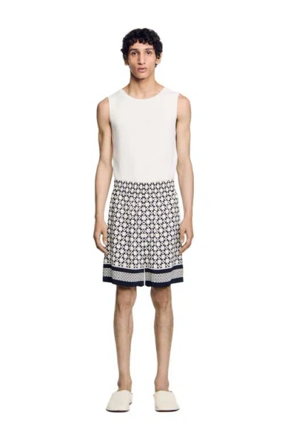Sandro Square Cross Floaty Bermuda Shorts In Black