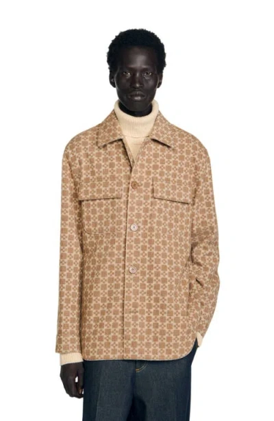 SANDRO SANDRO SQUARE CROSS JACQUARD OVERSHIRT