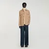 Sandro Square Cross Jacquard Overshirt In Brown