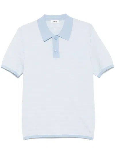 Sandro Square Cross-jacquard Polo Shirt In Blue