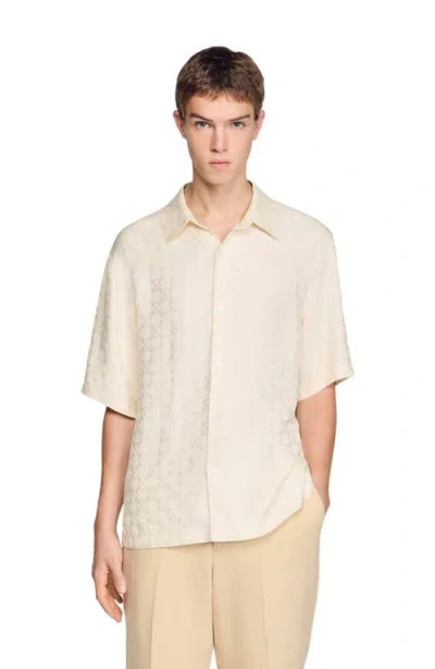 Sandro Square Cross Loose-fit Shirt In Neutral