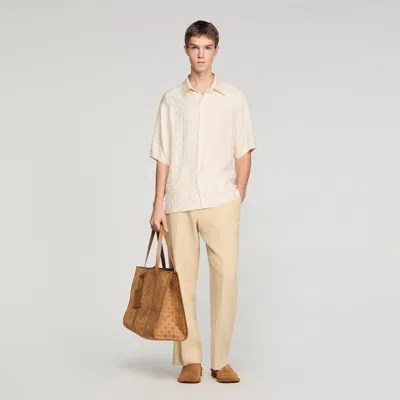 Sandro Square Cross Loose-fit Shirt In White