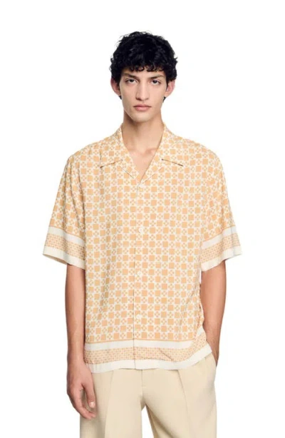 SANDRO SANDRO SQUARE CROSS MOTIF FLOWING BLOUSE