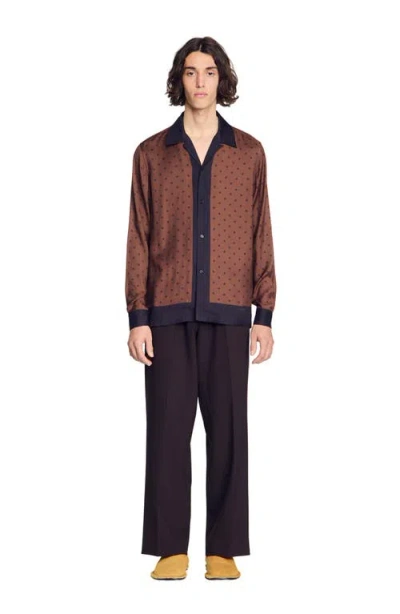 Sandro Fw26 Square Cross Motif Shirt In Brown
