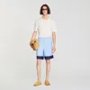 Sandro Square Cross Patterned Shorts In Blue