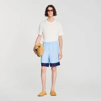 Sandro Square Cross Patterned Shorts In Blue
