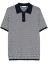Sandro Square Cross Jacquard Polo Shirt In Blue