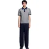 Sandro Square Cross Jacquard Polo Shirt In Navy Blue