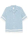 Sandro Square Cross Short-sleeve Shirt In Blue Sky