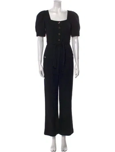 Pre-owned Sandro Square Neckline Jumpsuit In Black