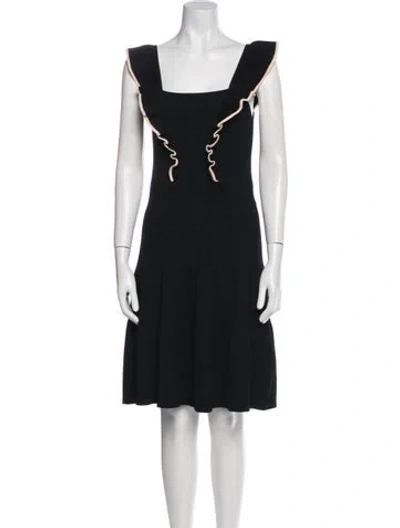 Pre-owned Sandro Square Neckline Knee-length Dress In Black