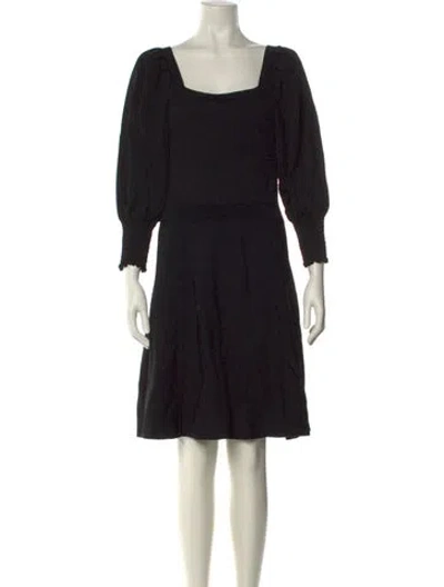 Pre-owned Sandro Square Neckline Knee-length Dress In Black