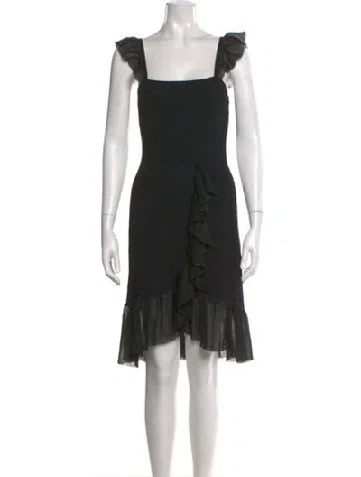 Pre-owned Sandro Square Neckline Knee-length Dress In Black