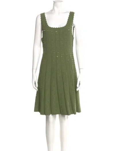 Pre-owned Sandro Square Neckline Knee-length Dress In Green