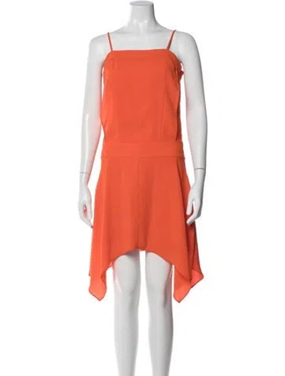Pre-owned Sandro Square Neckline Knee-length Dress In Orange