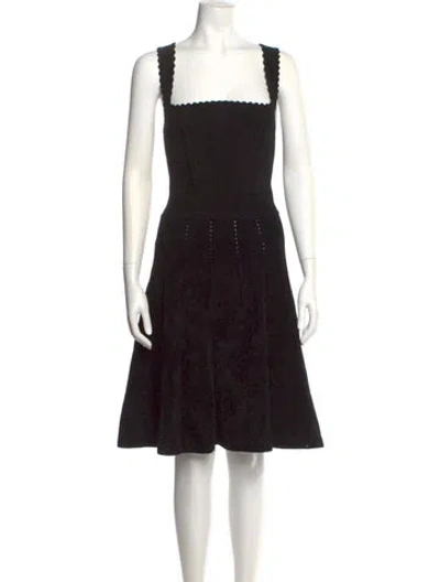 Pre-owned Sandro Square Neckline Knee-length Dress W/ Tags In Black