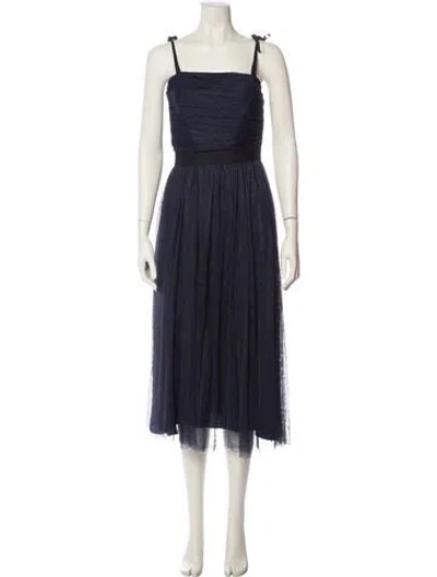 Pre-owned Sandro Square Neckline Long Dress In Blue
