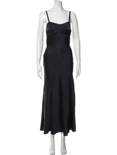 Pre-owned Sandro Square Neckline Long Dress In Blue