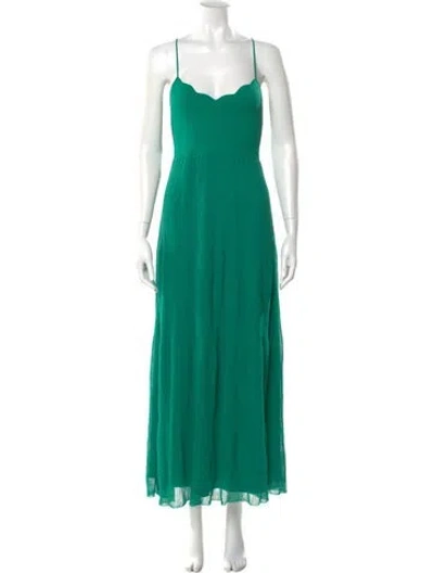 Pre-owned Sandro Square Neckline Long Dress In Green