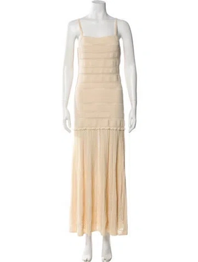 Pre-owned Sandro Square Neckline Long Dress In Neutral