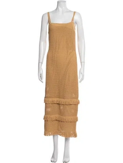 Pre-owned Sandro Square Neckline Long Dress In Orange