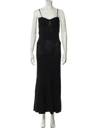 Pre-owned Sandro Square Neckline Long Dress W/ Tags In Black