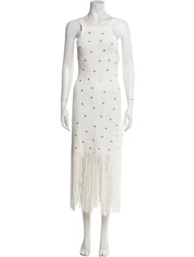 Pre-owned Sandro Square Neckline Long Dress W/ Tags In White